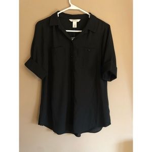 White House Black Market Black Button Up Blouse